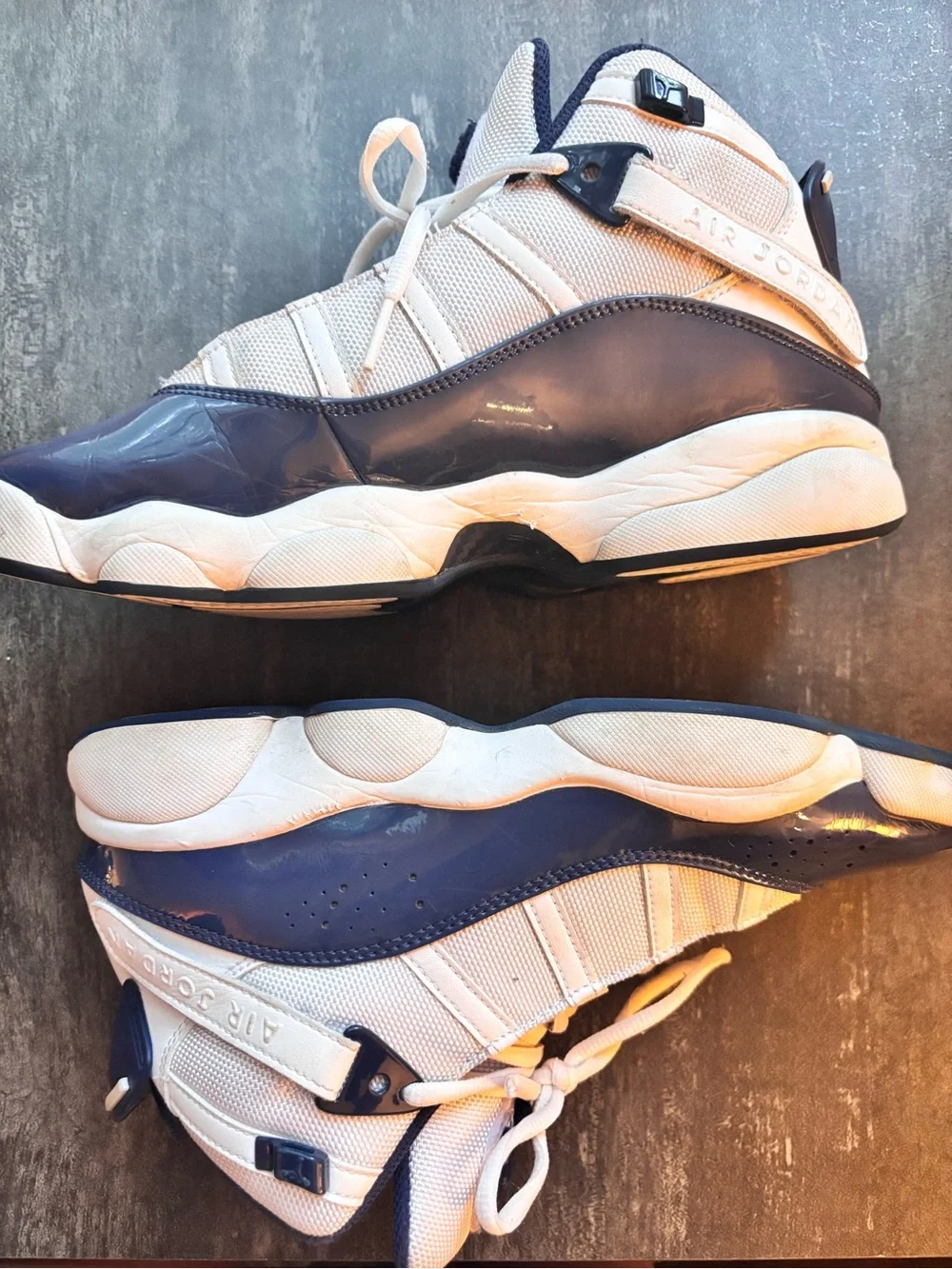 Jordan 6 Rings Navy Blue and White Sneakers